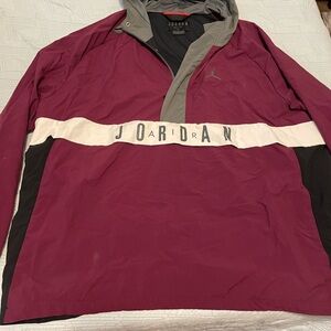 Vintage Jordan Air Men's Maroon Pullover Windbreaker Jacket
